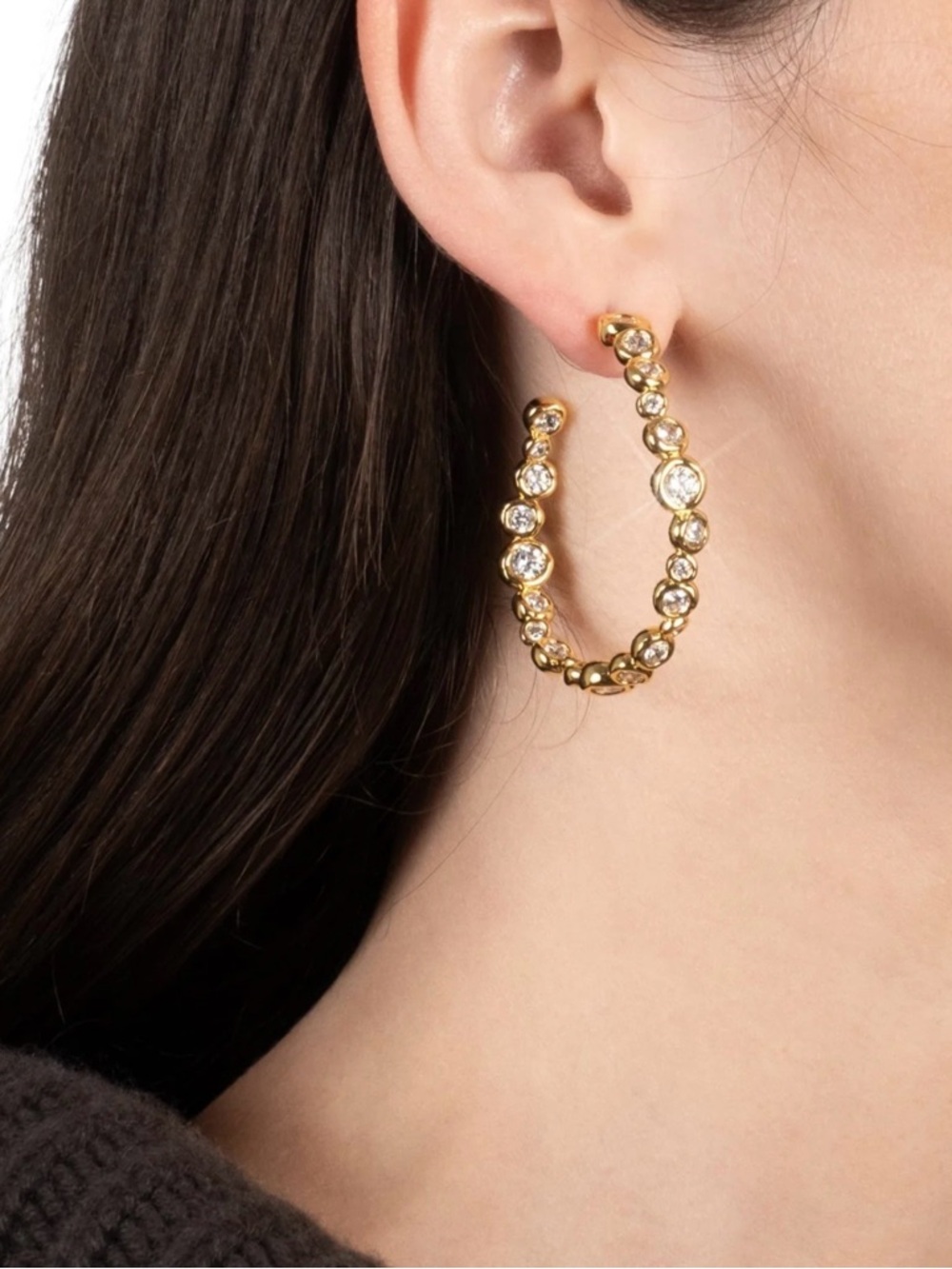 NEW ALEXIS BITTAR Asterales Gold Large Hoop Earrings MY10